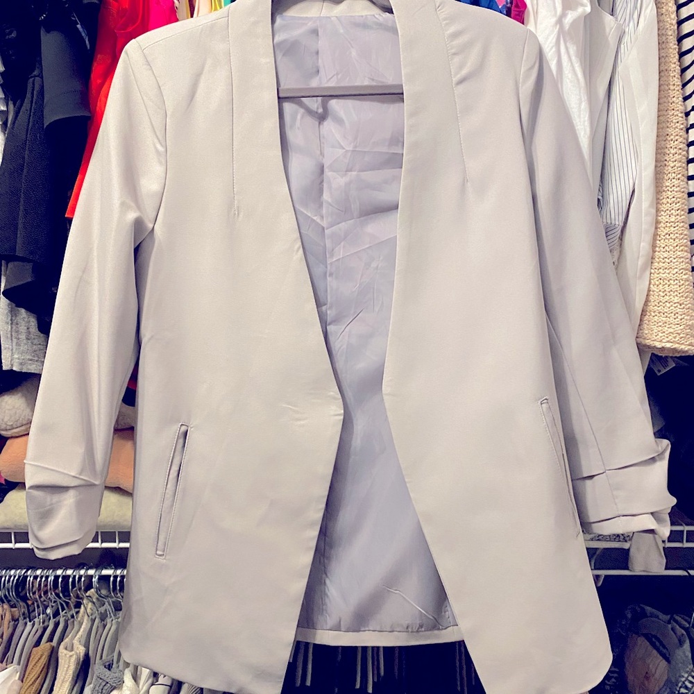 Brand new draped gray summer blazer